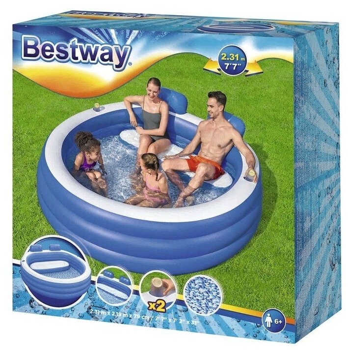 Best WAY Бассейн надувной семейный Splash Paradise 231 x 219 x 79 см Bestway 54422 . - фотография № 16