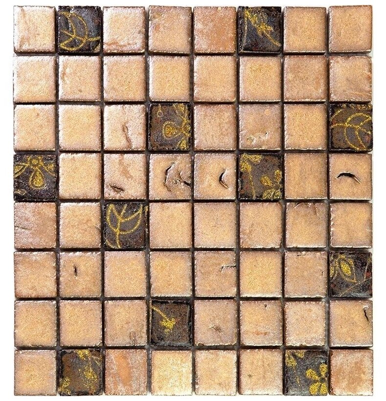 Мозаика Gaudi Vint-8-3 из глянцевой керамики размер 28х28 см чип 33x33 мм толщ. 10 мм площадь 0.078 м2 на сетке