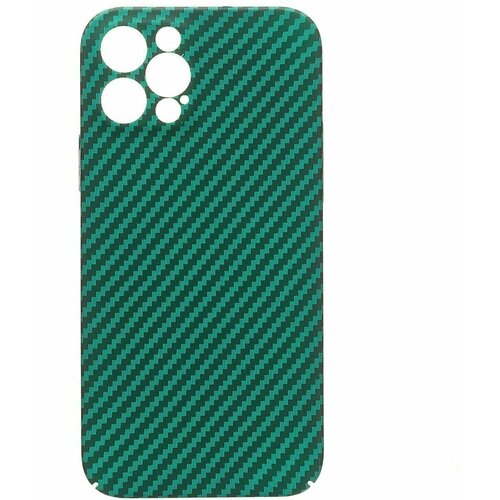 Тонкий чехол на Apple iPhone 12 Pro/ ультралегкая накладка для телефона / принт карбон, зеленый