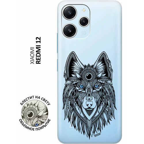 Силиконовый чехол на Xiaomi Redmi 12, Сяоми Редми 12 с 3D принтом Grand Wolf прозрачный матовый soft touch силиконовый чехол на xiaomi redmi 12 сяоми редми 12 с 3d принтом grand wolf черный