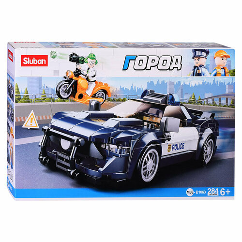 конструктор 1 toy 200870205 полицейская станция 55 дет Конструктор пластиковй детский Полицейская машина SLUBAN M38-B1063 Город (284 детали)