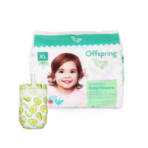 Offspring подгузники, XL 12+ кг. 30 шт. расцветка Авокадо