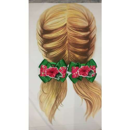 Бантикт для девочек на первые хвостики, из репсовой ленты, можно под шапку