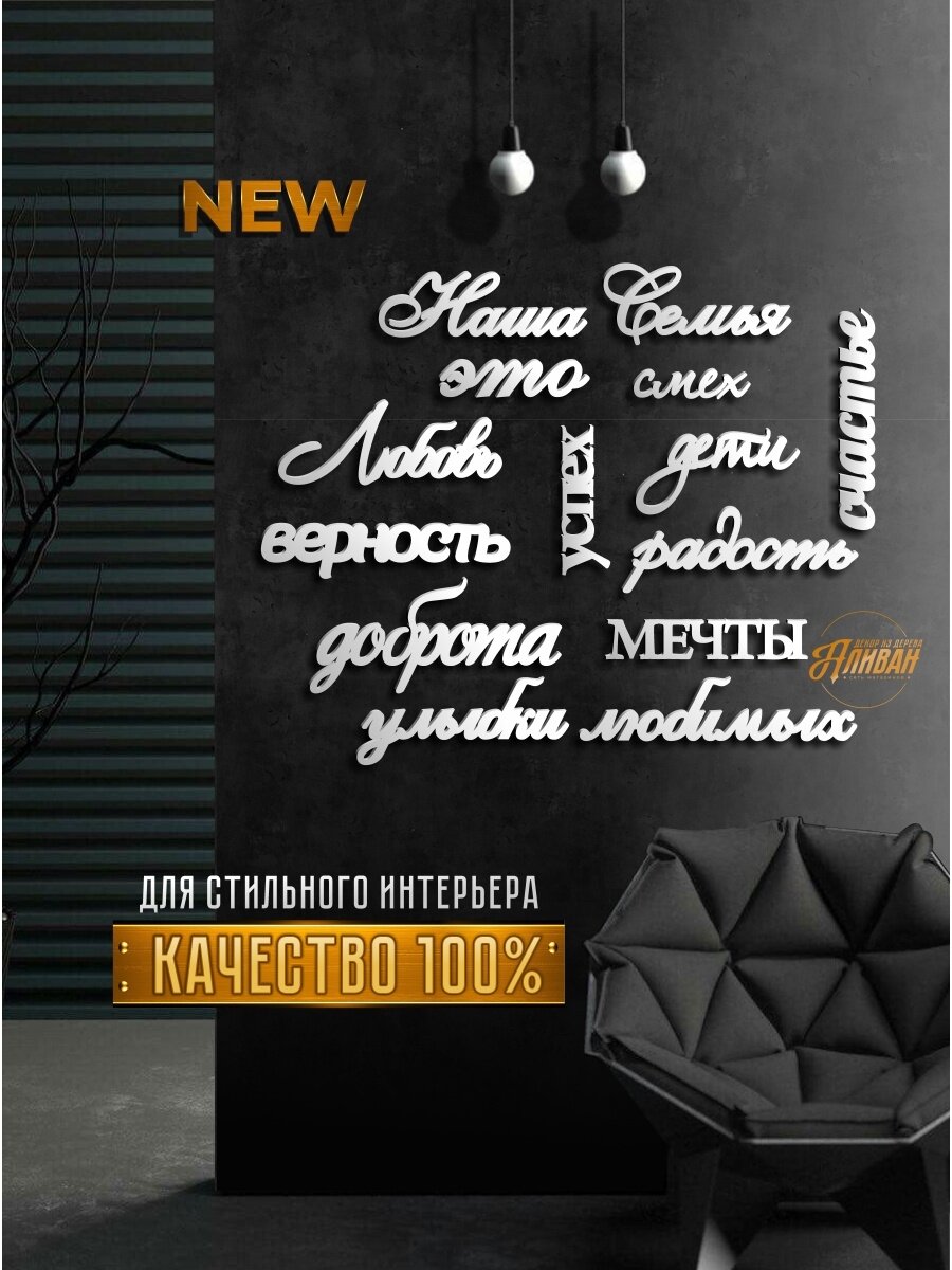 Настенный декор интерьерное панно из дерева 14 слов 