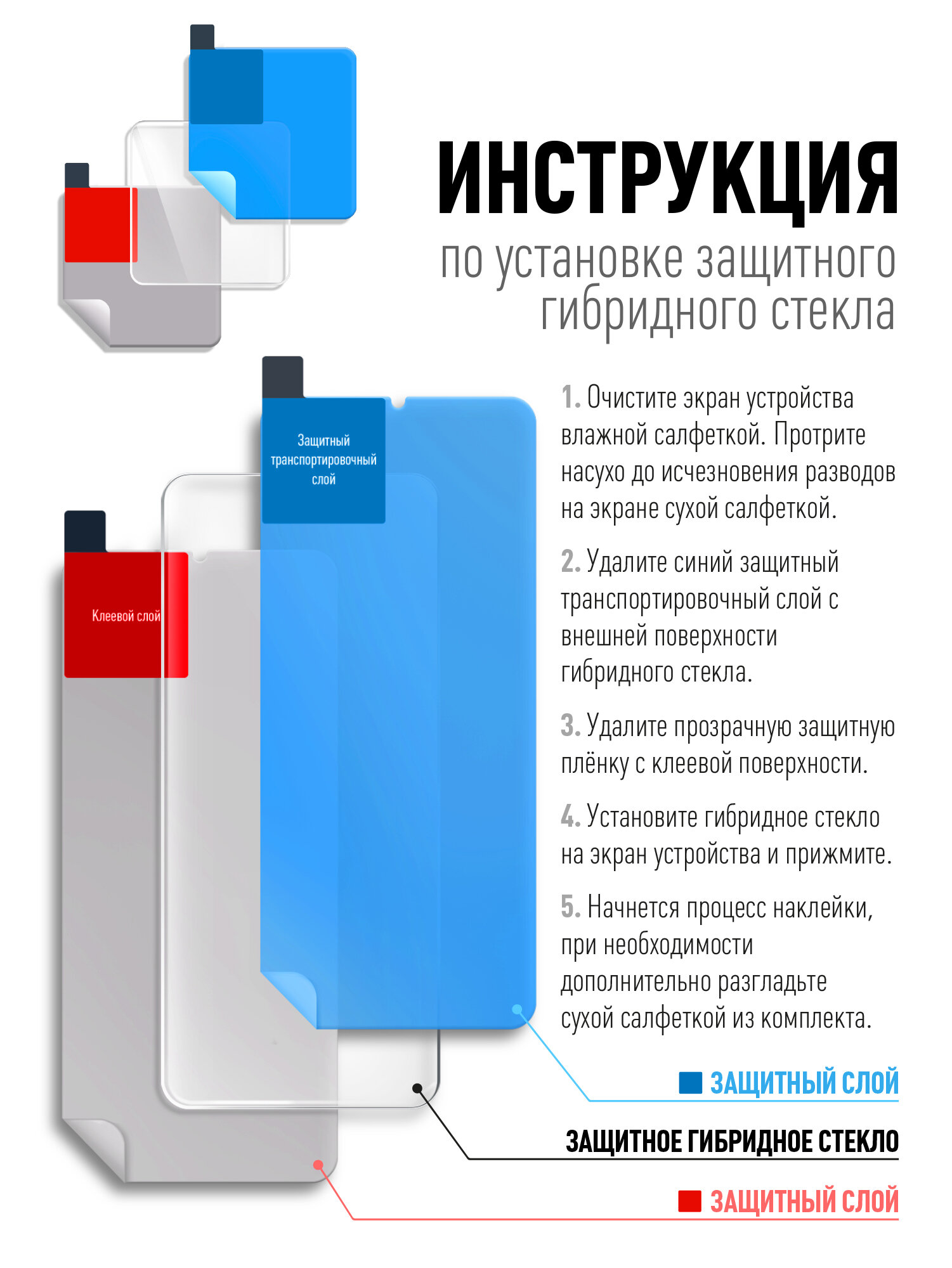 Защитное стекло для Huawei Nova Y70 (Хуавей Нова У70) на Экран и Камеру, (гибридное: пленка+стекловолокно), прозрачное тонкое Hybrid Glass, Brozo — фото 1
