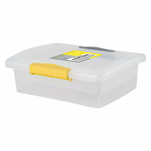 Ящик для хранения Laconic mini пластиковый прозрачн. с защелками 1,25 л желтый/серый