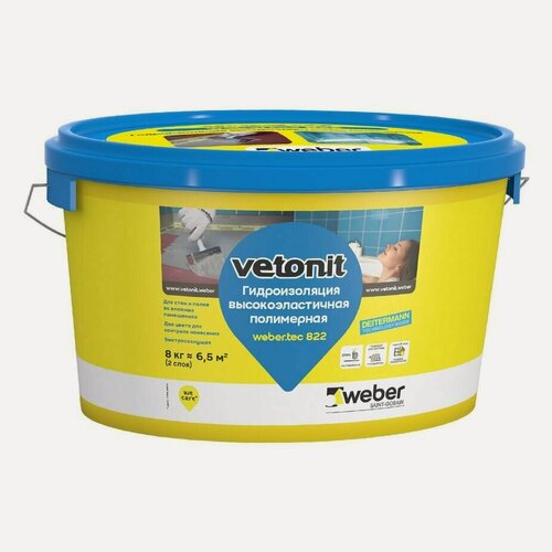 Изображение товара Вебер Ветонит Тек 822 Серая мастика полимерная 4кг/Vetonit Weber тек. 822 серый Мастика полимерная ведро 4 кг