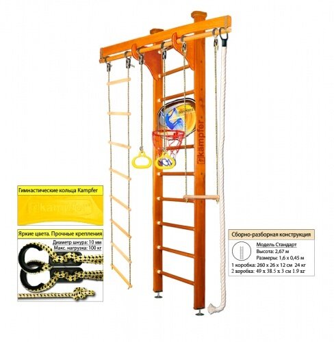 Домашний спортивный комплекс Kampfer Wooden Ladder Ceiling Basketball Shield 15721 №3 Классический