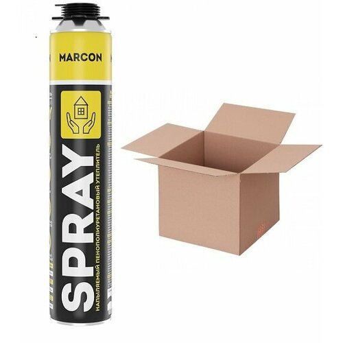 Напыляемый утеплитель, бесшовная теплоизоляция MARCON SPRAY, однокомпонентная, полиуретановая напыляемый полиуретановый утеплитель marcon spray box 10 штук 20 м2 очиститель