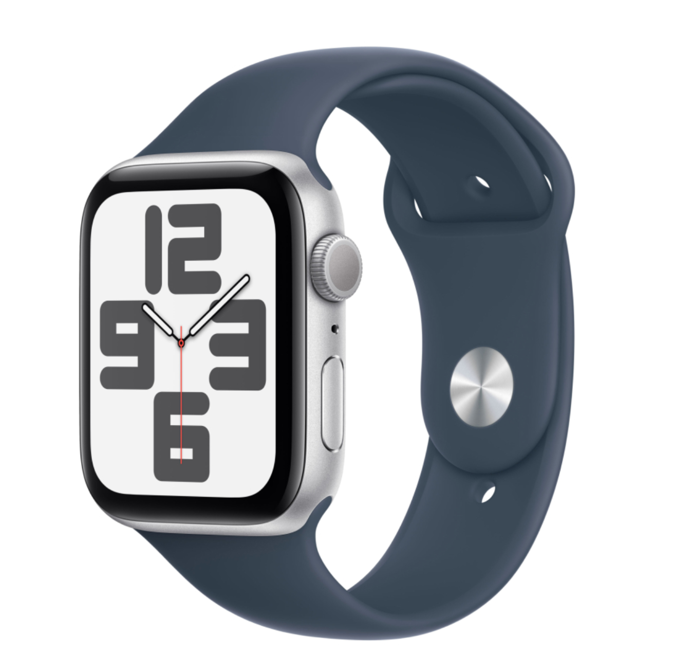 Apple Watch SE (2023) 44mm Silver Aluminium Case with Storm Blue Sport Band (GPS) (размер S/M)