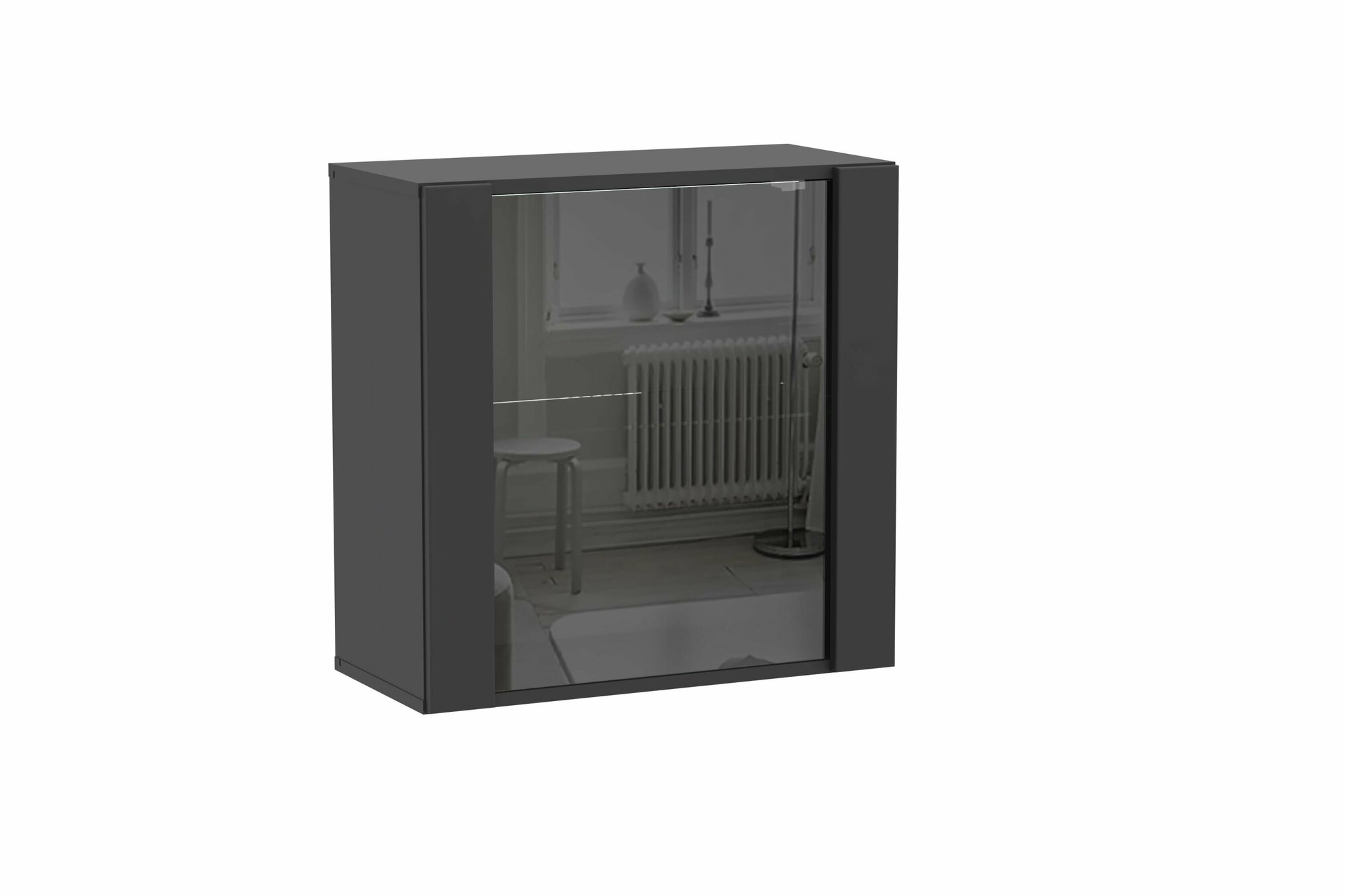 Шкаф навесной  шкаф пенал модульный шкаф книжный POINT 61 Черный глянец 604х604х29 см (ШхВхГ)