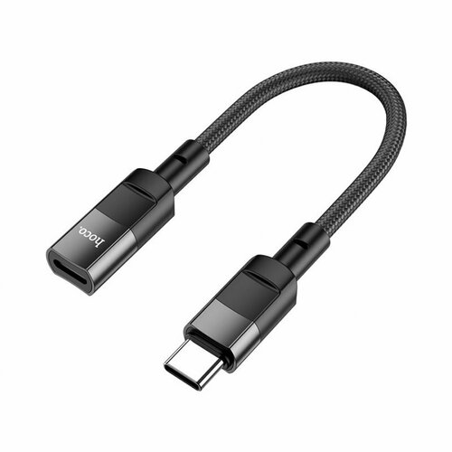 Переходник (адаптер) Hoco U107 Type-C-Lightning, 0.1 м, черный hoco адаптер переходник с type c usb на usb 3 0 u107 1 2m черный