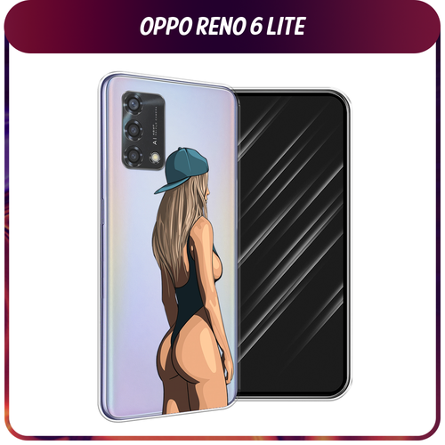 Силиконовый чехол на Oppo Reno 6 Lite / Оппо Рено 6 Лайт Девушка в черном купальнике, прозрачный силиконовый чехол бутерброд из котиков на oppo reno 6 lite оппо рено 6 лайт