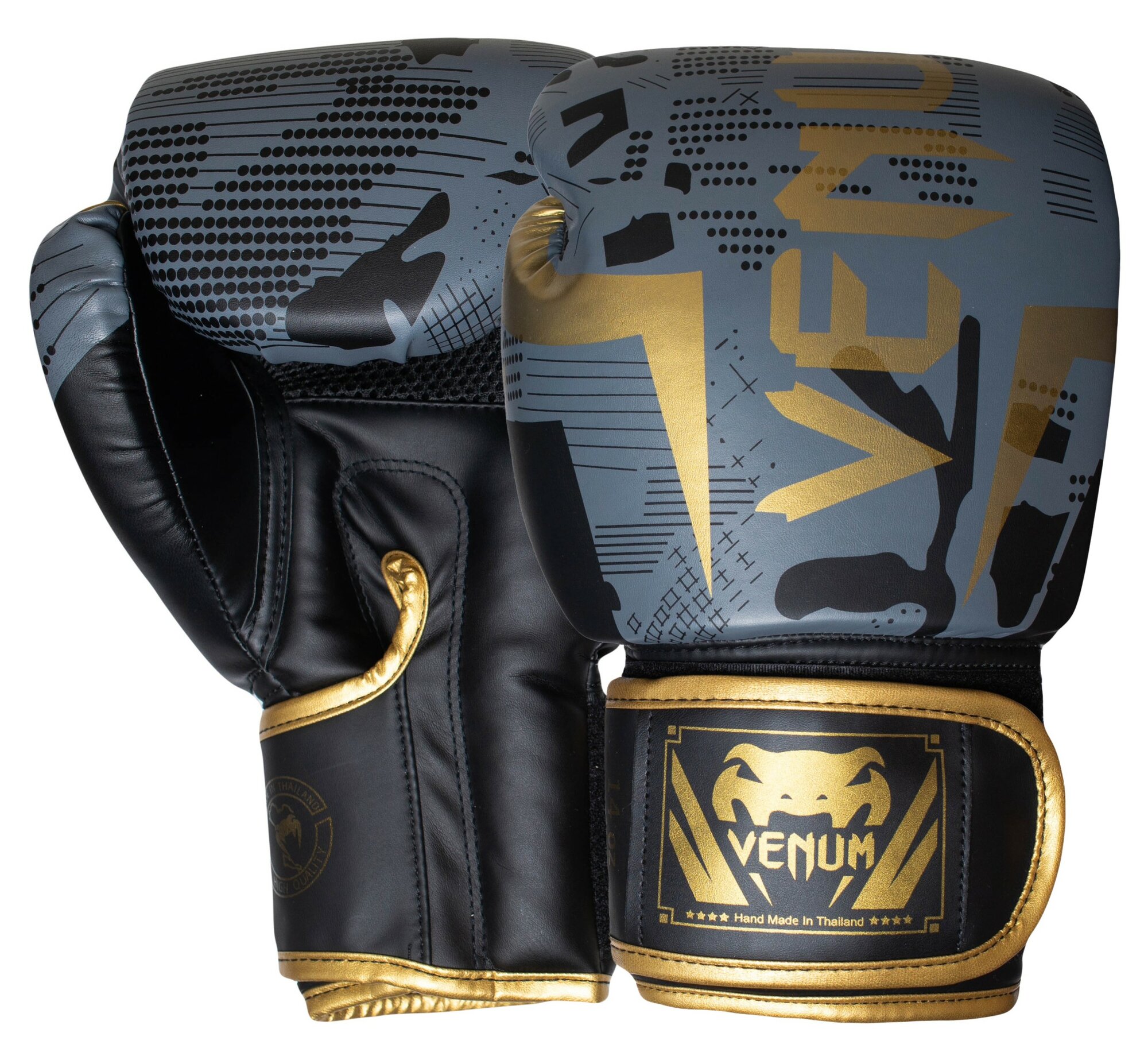 Перчатки боксерские Venum Elite Black/Gold 2/ 14oz
