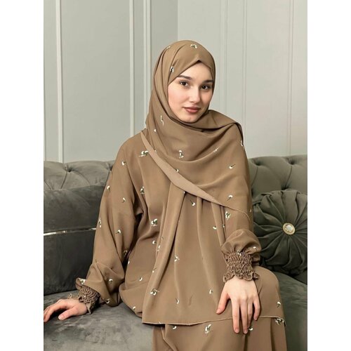 фото Платье abra молитвенное платье, размер 42-52, light beige/striped