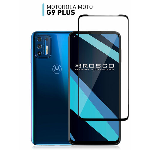 Защитное стекло Rosco на Motorola Moto G9 Play (Мото Г9 Плей), с чёрной рамкой, 1 шт