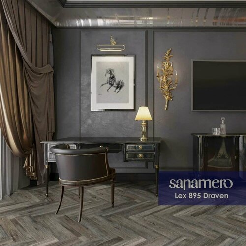 Изображение товара Кварцвинил SPC ёлочка Sanamero Lex Draven (640х128) 16шт./уп, 1.31м2, 895