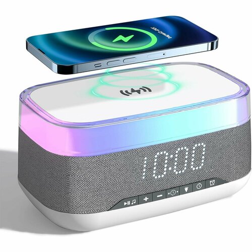 Смарт колонка ночник с RGB подсветкой и с беспроводной зарядкой 2490₽