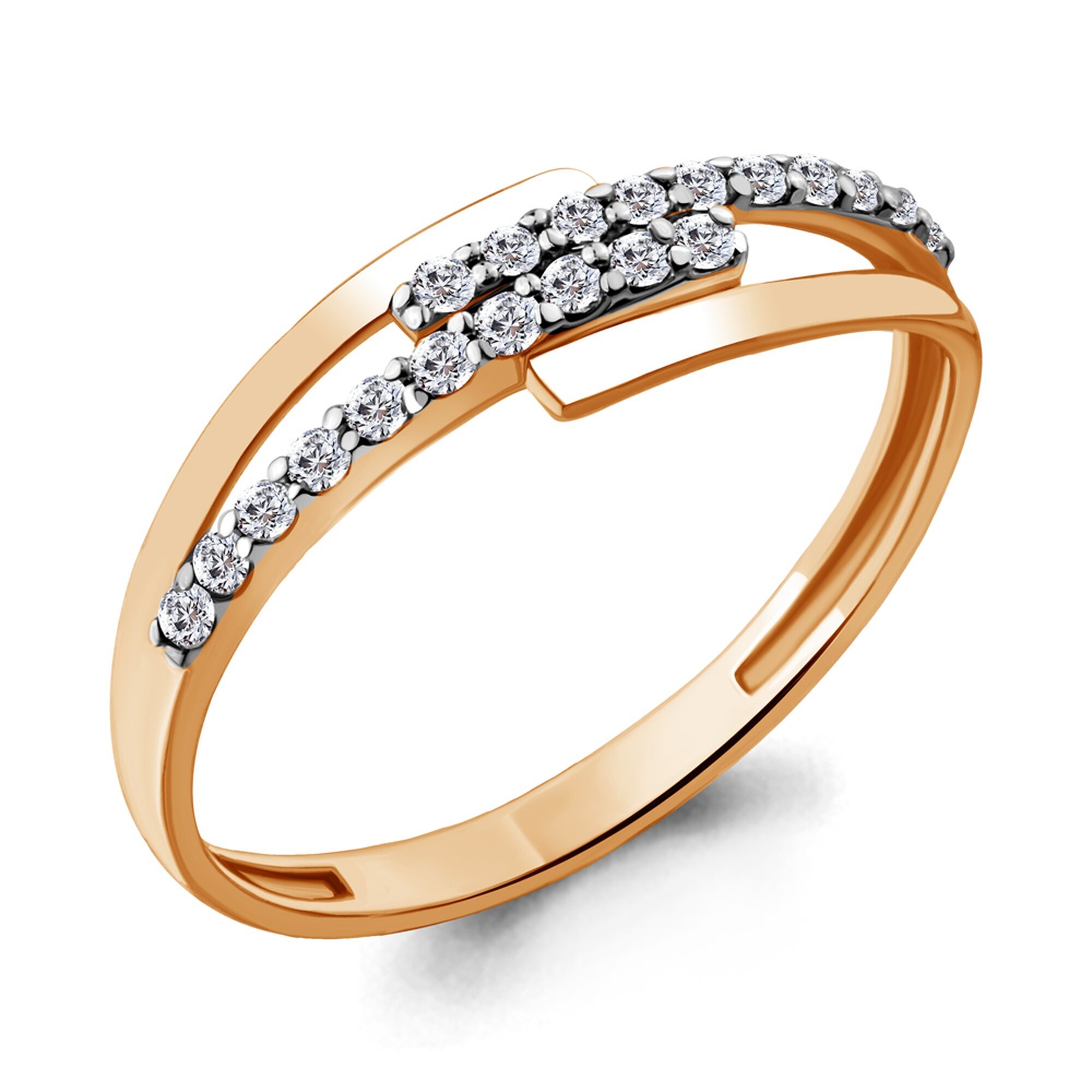 Кольцо дорожка Diamant online, красное золото, 585 проба, фианит