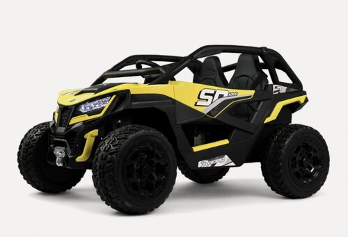 Изображение товара Детский электромобиль RiverToys C555CC с дистанционным управлением, двухместный, полноприводный желтый