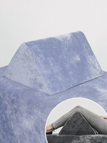 Изображение товара Подушка под ноги треугольник под колени на кушетку велюр, стальной