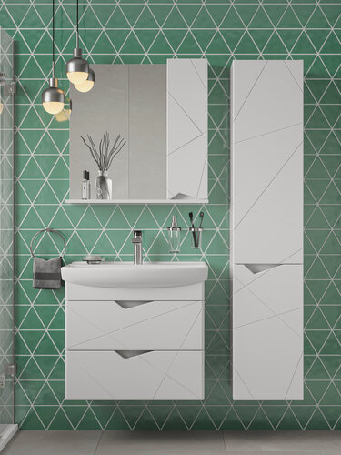 Изображение товара Зеркальный шкаф подвесной SanStar Линни 80 для ванной комнаты, белый