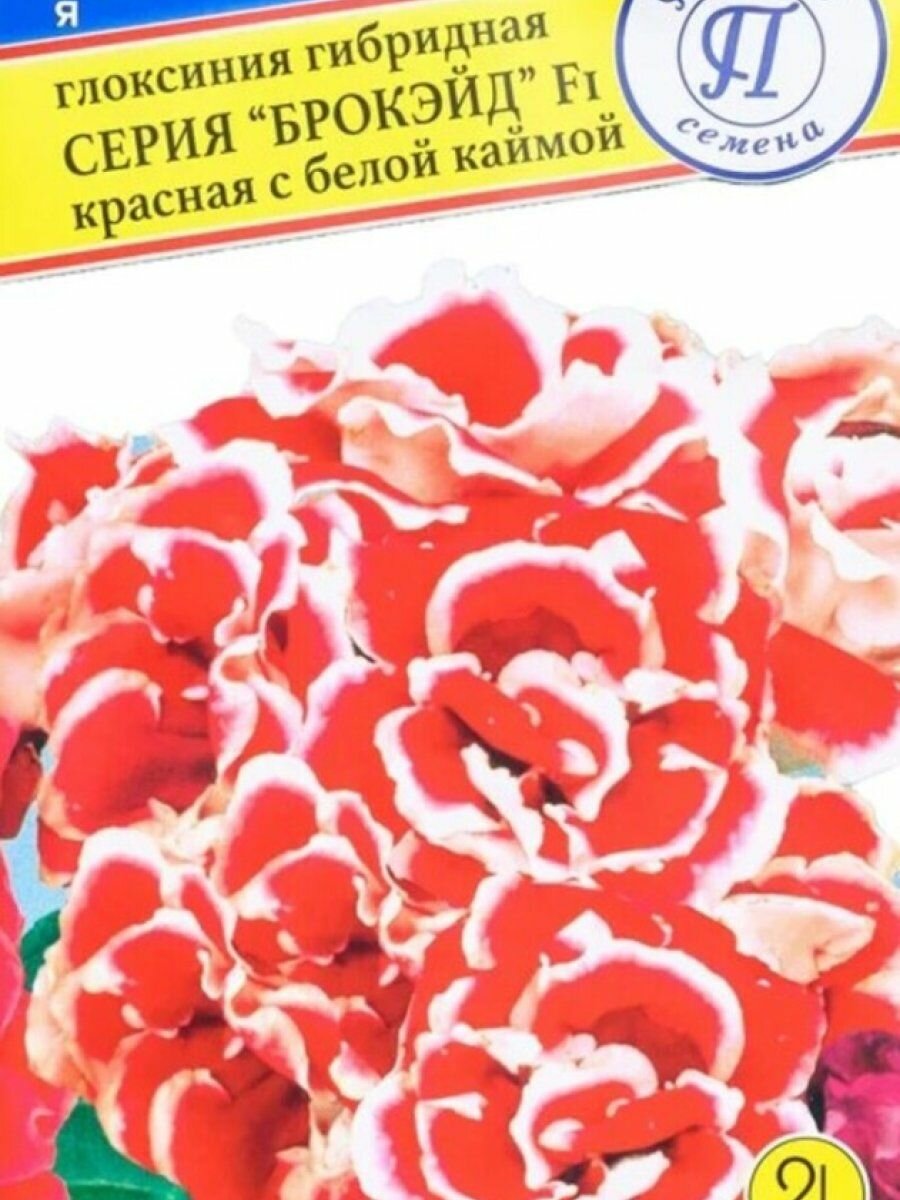 Глоксиния Красная с каймой F1 (Брокэйд) 10 др Семена Престиж