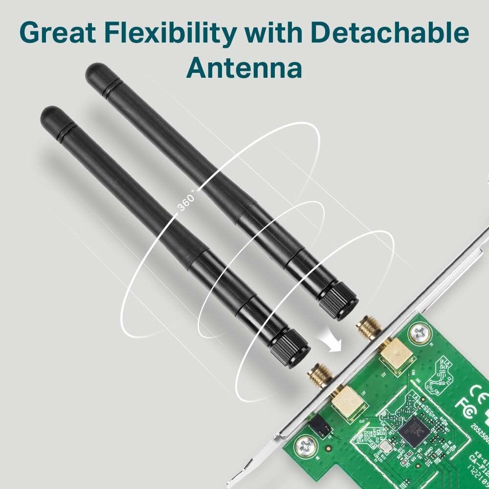 Адаптер беспроводной TP-Link TL-WN881ND, Wi-Fi, PCI Express, 300 Мбит/с, черный