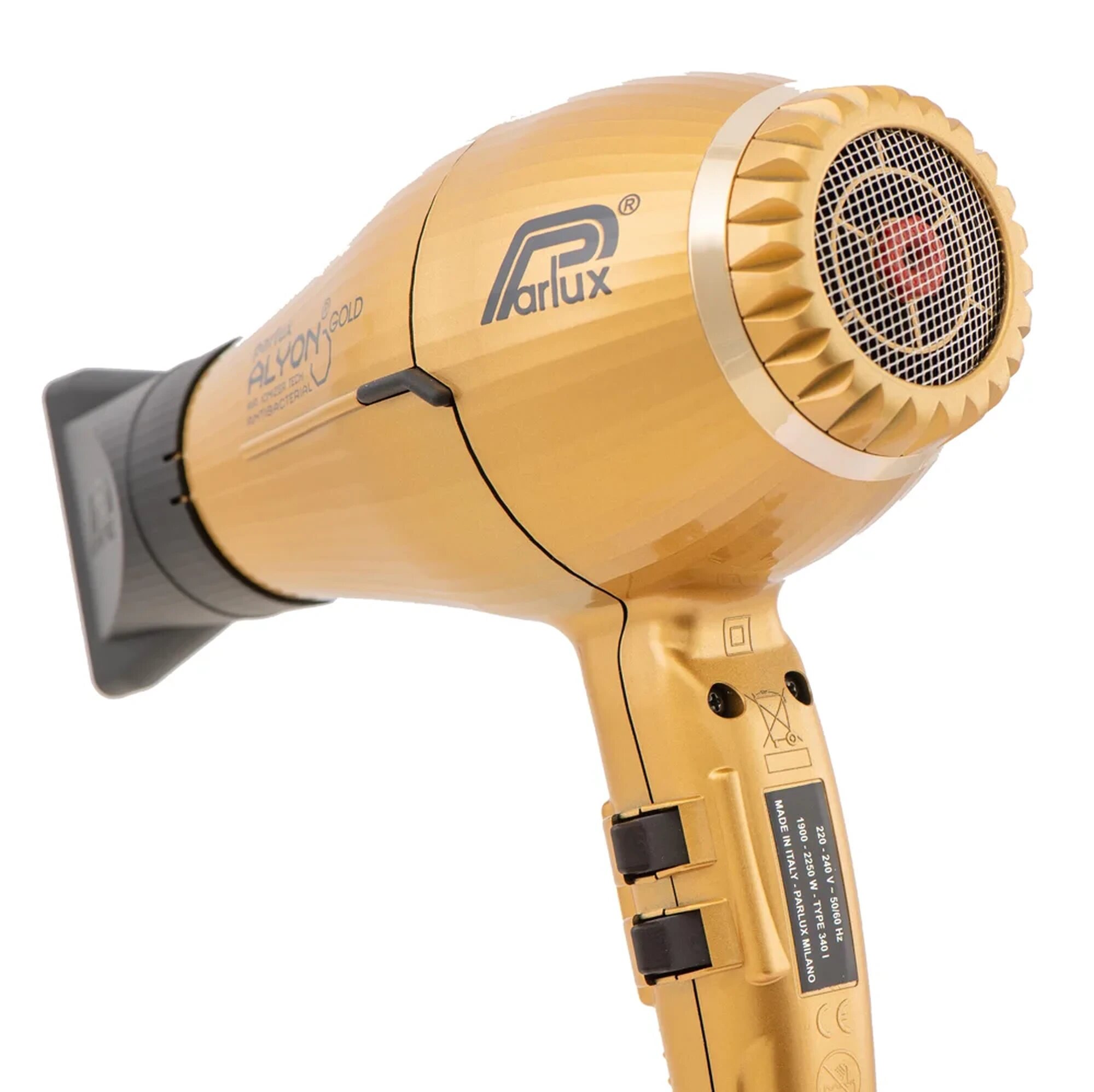 Фен Parlux Alyon Gold 0901, профессиональный, 8 режимов, 2 насадки, золотой