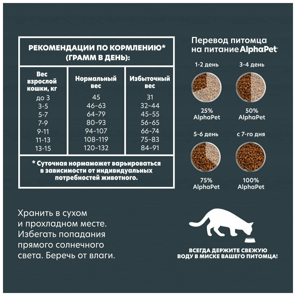 Сухой полнорационный корм с индейкой и потрошками для взрослых стерилизованных кошек и котов AlphaPet WOW Superpremium 0,75 кг - фотография № 8