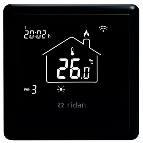 Программируемый электронный комнатный термостат Ридан WT-RB 230V черный корпус и дисплей встр 5775₽