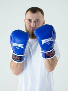 Перчатки боксёрские Reyvel Винил 80 (Синие) (18 oz)