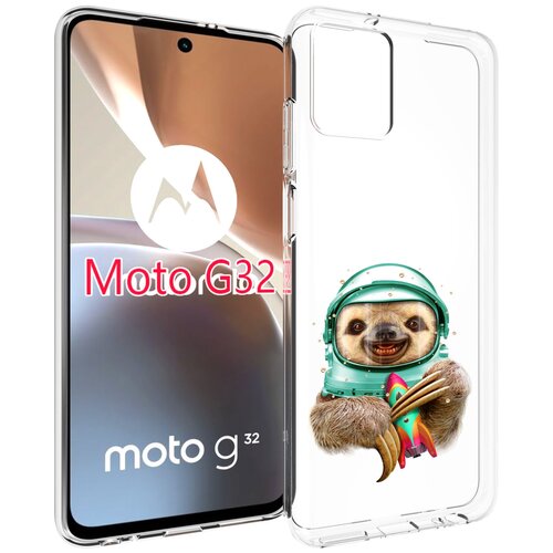 Чехол MyPads Ленивец астронавт для Motorola Moto G32 задняя-панель-накладка-бампер