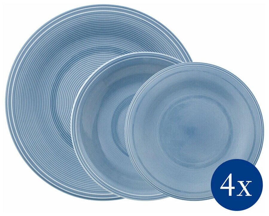 Набор посуды столовой из 12-ти тарелок, Color Loop Horizon, like. by Villeroy & Boch, Премиум-Фарфор — фото 1