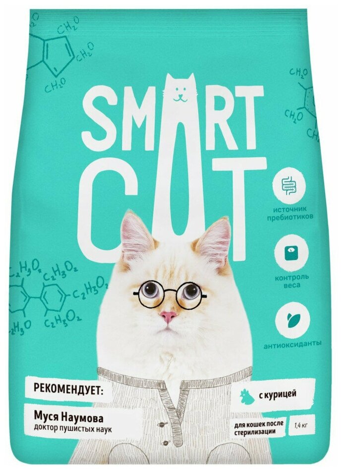 Smart Cat сухой корм для стерилизованных кошек с курицей - 1,4 кг