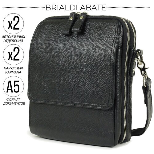 фото Кожаная сумка через плечо brialdi abate (абате) relief black