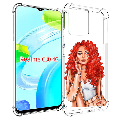 Чехол MyPads девушка-с-яркими-волосами женский для Realme C30 4G / Narzo 50i Prime задняя-панель-накладка-бампер