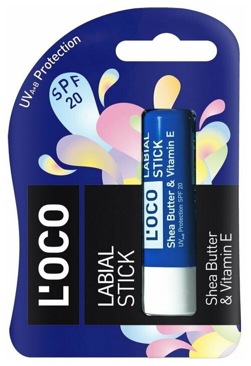 Бальзам для губ L’OCO LABIAL STICK Масло ши & Витамин E spf 20 4,4 гр