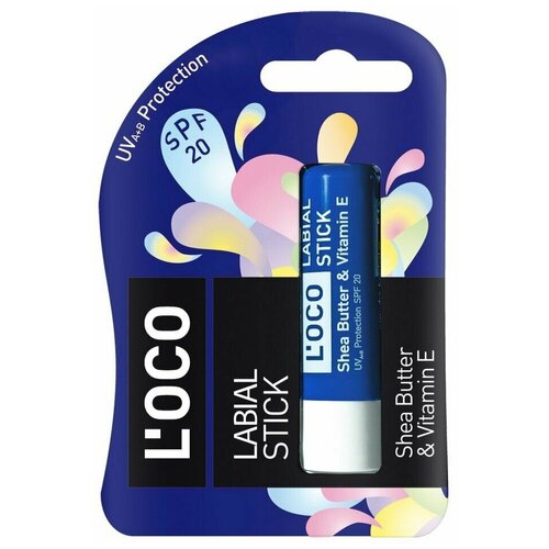 Бальзам для губ L’OCO LABIAL STICK Масло ши & Витамин E spf 20 4,4 гр