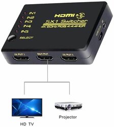 Коммутатор ( hdmi switch ) переключатель hdmi 5-1 версия 2.0