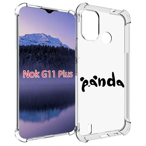 Чехол MyPads панда надпись для Nokia G11 Plus задняя-панель-накладка-бампер