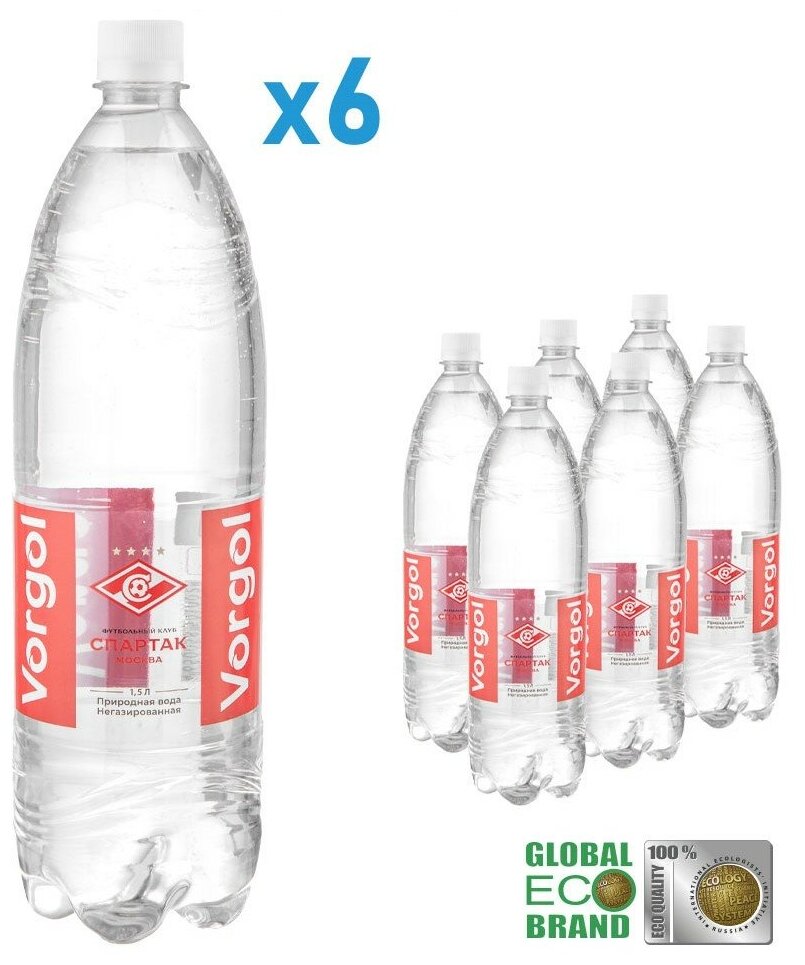 Вода природная питьевая Vorgol спартак негазированная/Лимитированная серия 6 шт. 1,5 л.