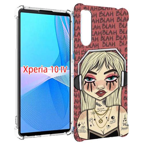 Чехол MyPads дерзкая-девушка-в-наушниках женский для Sony Xperia 10 IV (10-4) задняя-панель-накладка-бампер чехол mypads санта клаус девушка для sony xperia 10 iv 10 4 задняя панель накладка бампер