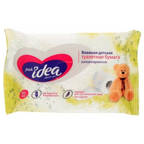 FRESH IDEA Детская туалетная бумага влажная растворяющаяся 40шт 310₽