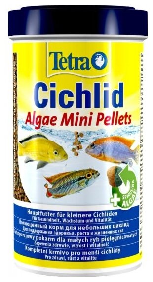 Корм для небольших травоядных цихлид Tetra Cichlid Algae Mini 500ml мелкие шарики