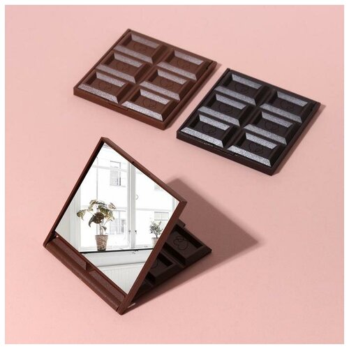 Зеркало складное Шоколадное чудо, 7,5 х 8,5 см, цвет микс карманное зеркало 9 х 13 см крышка со стерео эффектом косметическое переливающееся складное
