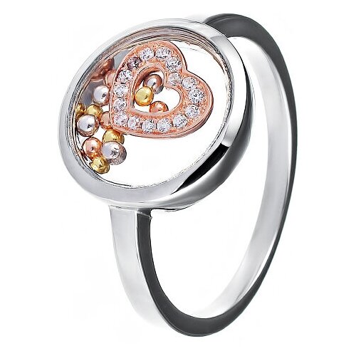 Кольцо JV, серебро, 925 проба, фианит, стекло, размер 17.5 серебряное кольцо с кубическим цирконием ювелирным стеклом