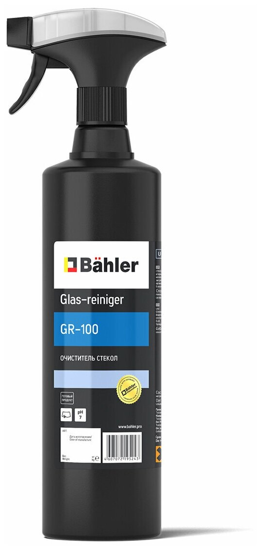 Очиститель стёкол для автомобиля, Bähler Glas-Reiniger GR-100, 1л (ТР)