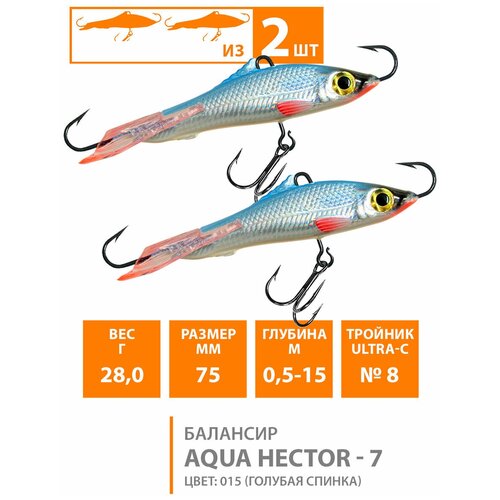 фото Балансир для зимней рыбалки aqua hector-7 75,0mm, вес - 28,0g, цвет 015 (набор 2 шт)