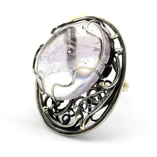 фото Кольцо радуга камня, аметист, размер 18.5, желтый, фиолетовый